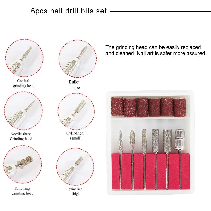35000RPM Electric Nail Drill Professional Manicure Machine Nail Sander Set Nail Drill Bit Portable Nail Salon Polisher Equipment