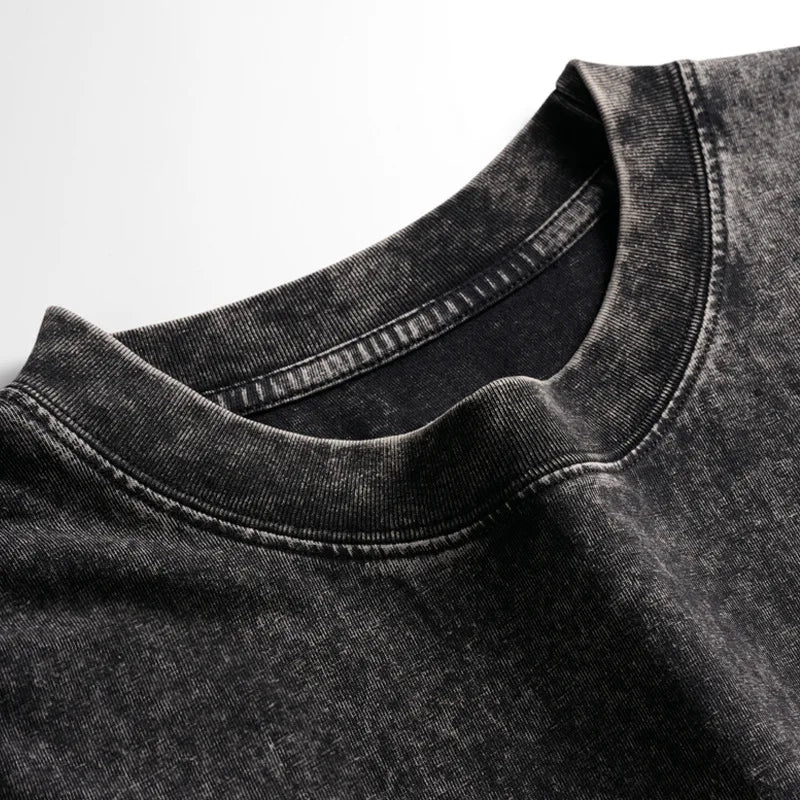 230g Pure Cotton European and American High Street Retro Washed Distressed Sleeveless Vest Men's Casual Loose Shoulder T-shirt