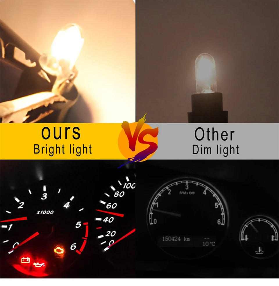 5Pcs T5 SMD LED Car Light Automobiles Light-Emitting Diode Instrument Gauge Dashboard Bulbs Auto Interior Indicator Lamp