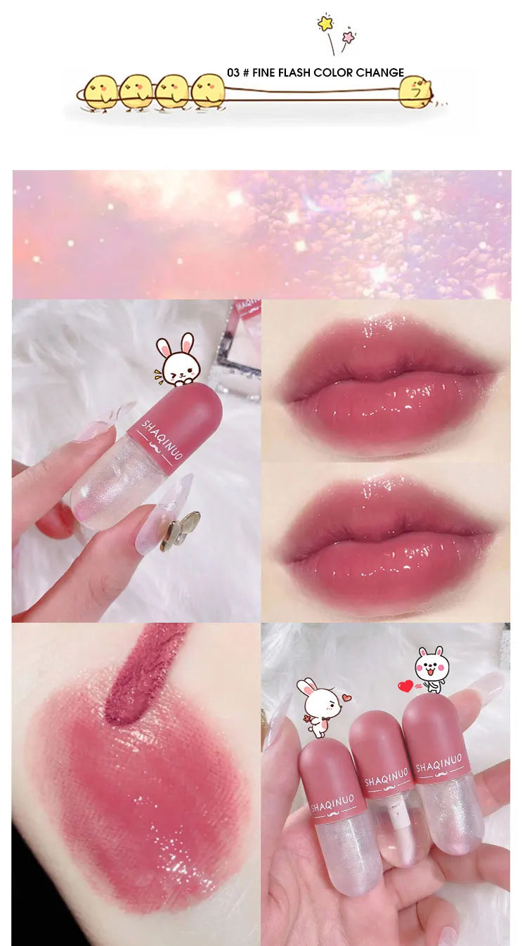 Shuiguang capsule lip honey kit moisturizes and moisturizes the mirror surface sparkling colorless transparent glass lip oil