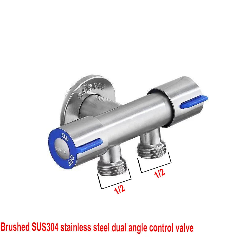 304Stainless Steel Bathroom Faucet Dual Control Double Handle Cold Water Faucet Toilet Angle Valve Outlet Valve Faucet Accessory