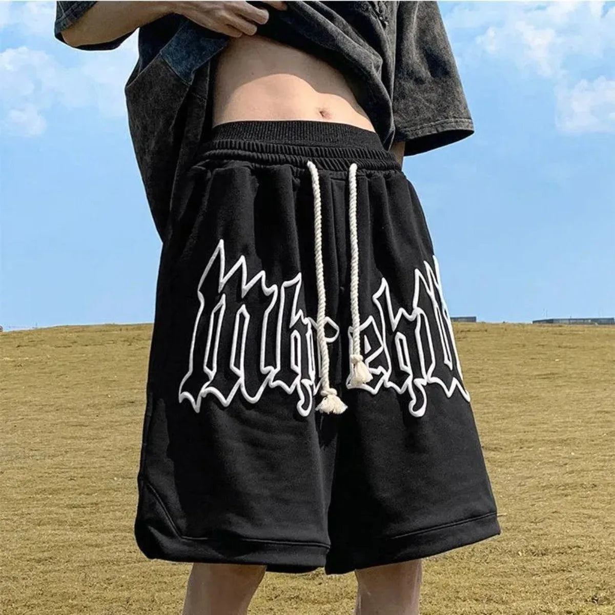 Casual Y2k Summer Women and Men Clothing Goth Letter Pants Harajuku Oversize Sweat Gym Shorts Korean Streetwear Sportswear Short