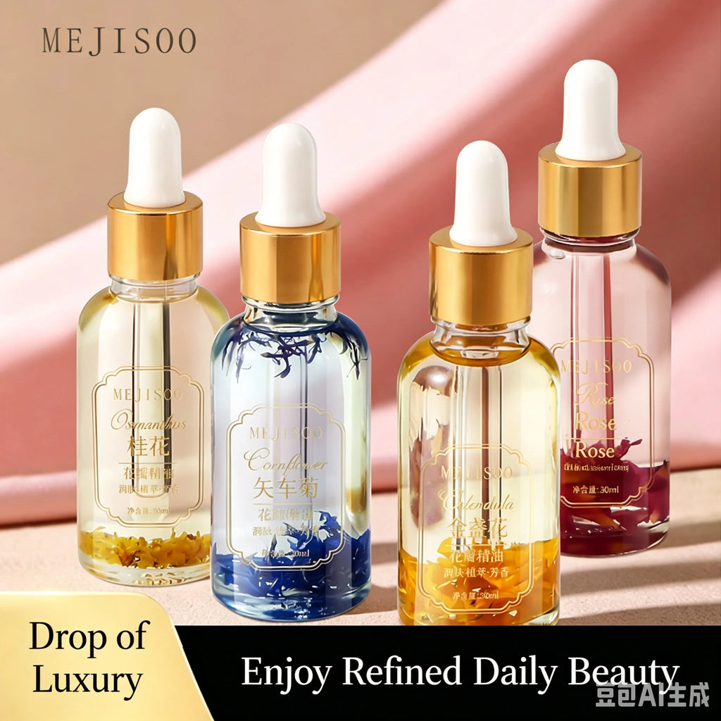 Natural Marigold & Rose Petal Essential Oil Body Massage Oil for Back Opening Therapy Facial Essence Hair Nourishing Care Oil