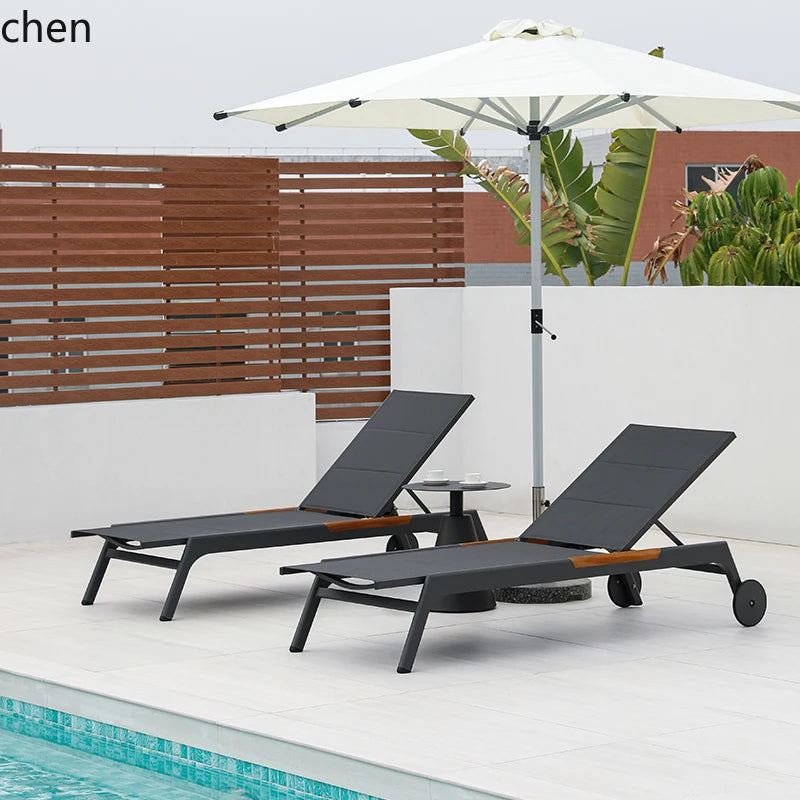 ZML Outdoor White Hotel Pool Sun Lounge Waterproof Seaside Beach Bed