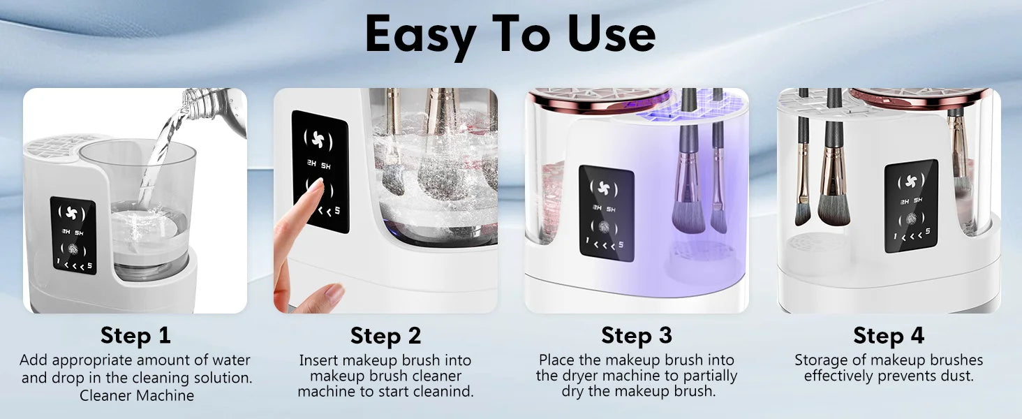 3 IN 1 Electric Makeup Brush Cleaner Machine with Makeup Brush Dryer for All Size Beauty Makeup Brush Cosmetic Tools Fast Drying