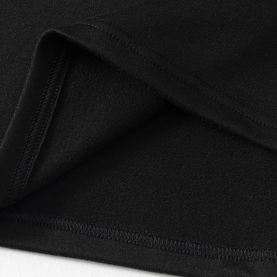2-piece Men's Autumn/Winter Black Fashionable Versatile Warm Base Set Youth Round Neck Long Sleeved T-shirt Elastic Waisted Pant