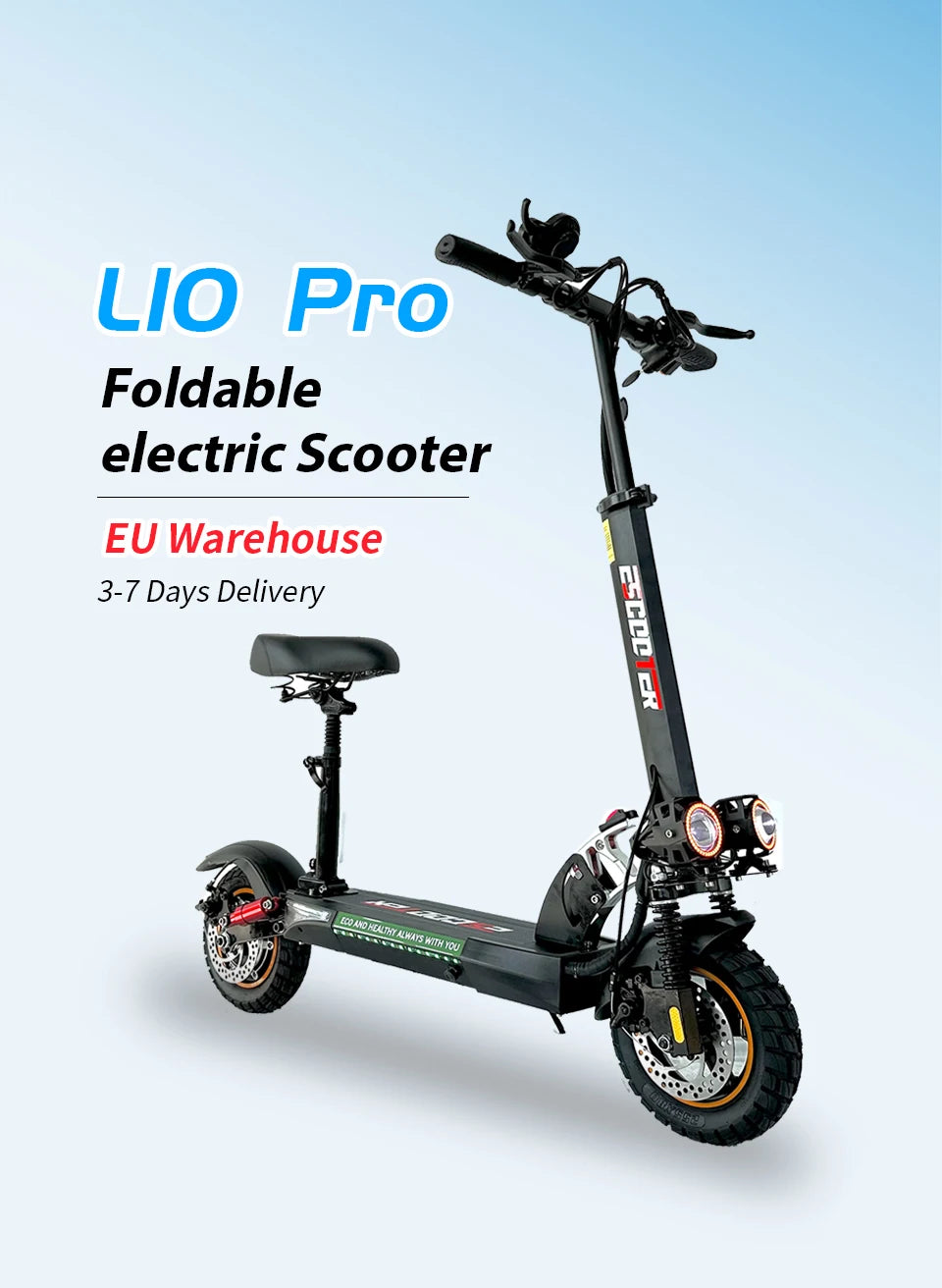 800W Powerful Electric Scooter 48V 13Ah Max Speed 45km/h Long Range 10'' Tires Dual Shock Absorbing Folding EScooter for Adults