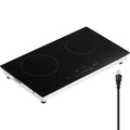 Electric Cooktop, 24 inch 2 Burners Built-in Electric Stove Top, 1800W Ceramic Top Radiant Cooktop with Glass Panel, Touch
