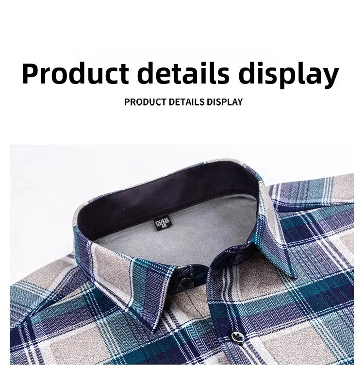Thickened Fleece Winter Warm Shirt Men's Long Sleeve Plaid Casual Style Dad Clothes Comfortable Breathable Casual Shirt