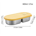 Microwaveable 304 Stainless Steel Bento Box Oval Divided Lunch Box 2 Grids Food Storage Container For Kids Students School