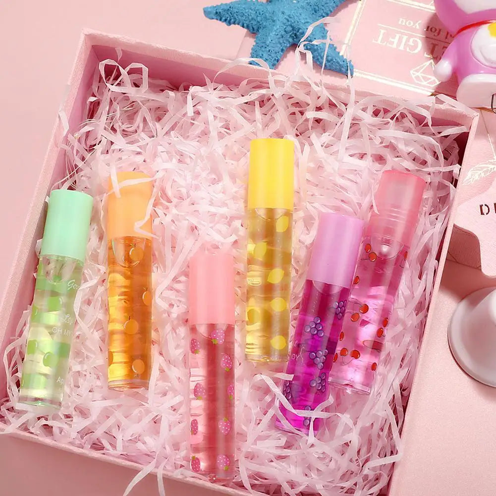 1pcs Lip Hydrating Roll-on Fruit Essence Lip Balm Lip Oil Moisturizing Mirror Lip Gloss Transparent Lipstick Primer Makeup