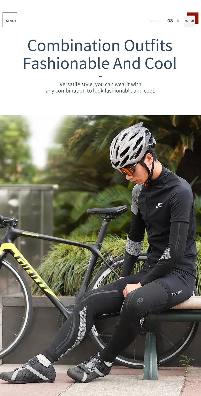 WEST BIKING Sports Compression Leg Sleeves Men Women MTB Winter Fleece Leg Warmers Men Women Cycling Running Basketball Leggings