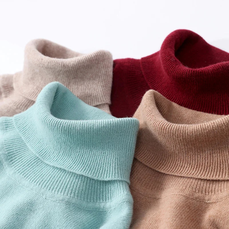 Men Turtleneck Cashmere Pullover 100% Pure Wool Knitwear Sweater Basic Solid Smart Casual Jumper Male Tops Autumn Winter