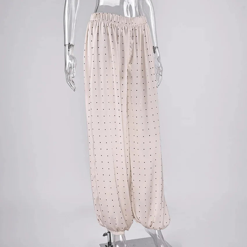 Tsiisd Commuting Printing Dot Women's Pants High Waist Straight-Leg Trousers Casual New Elegant Office Work Women's Pants 2026