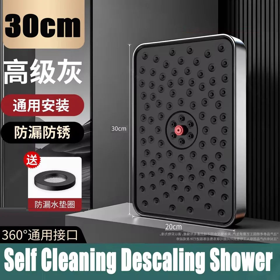 New Self Cleaning Descaling Large Flow Supercharge Ceiling Mounted Shower Head 25.5CM Big Panel High Pressure Waterfall Shower
