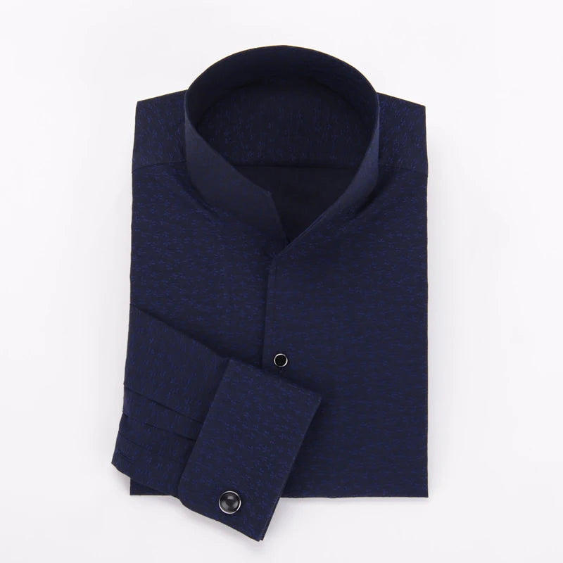 mens Long sleeve shirt  French stand collar business casual spring and autumn men's shirt
