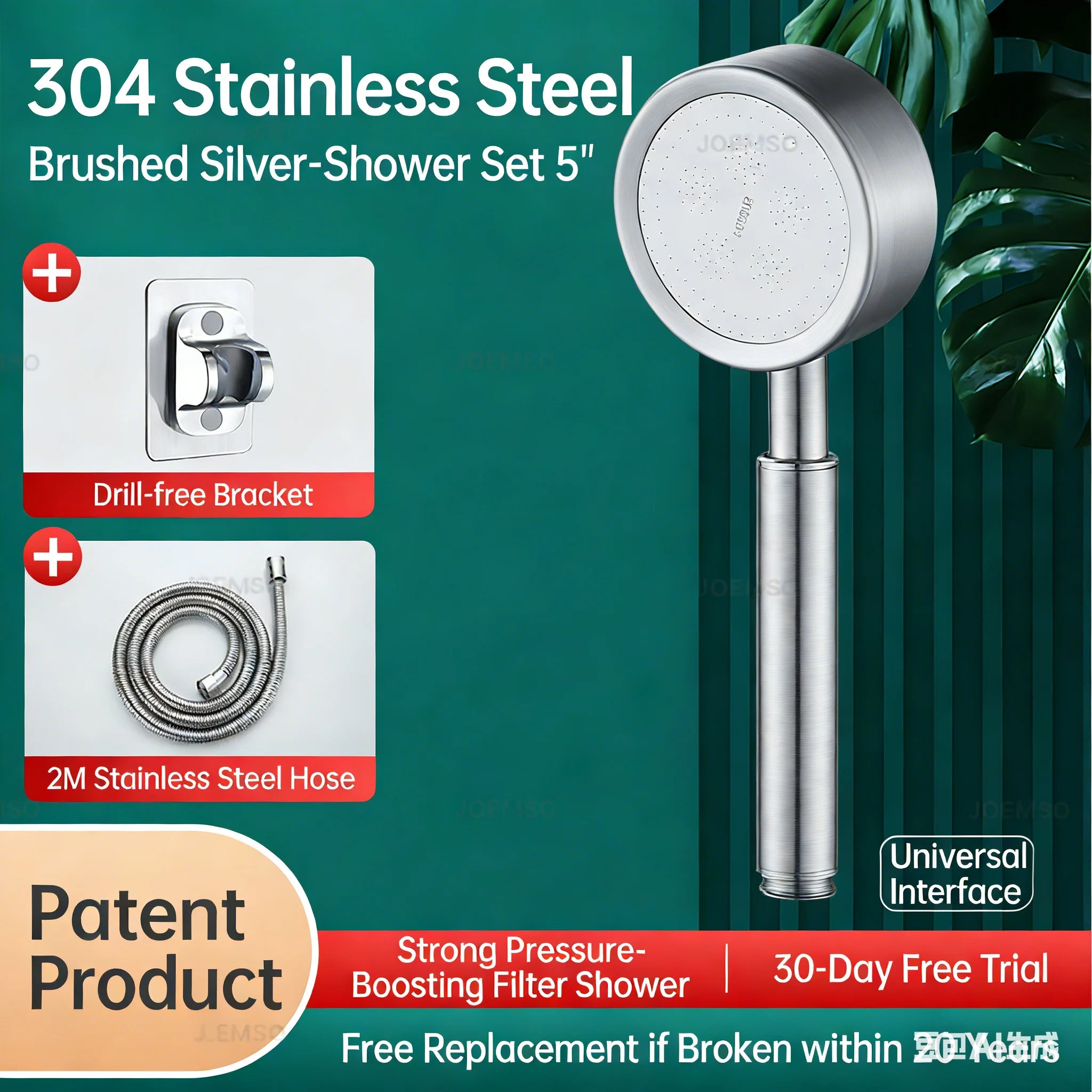 304 stainless steel shower head, handheld shower head for bathroom bathing, bathroom shower head