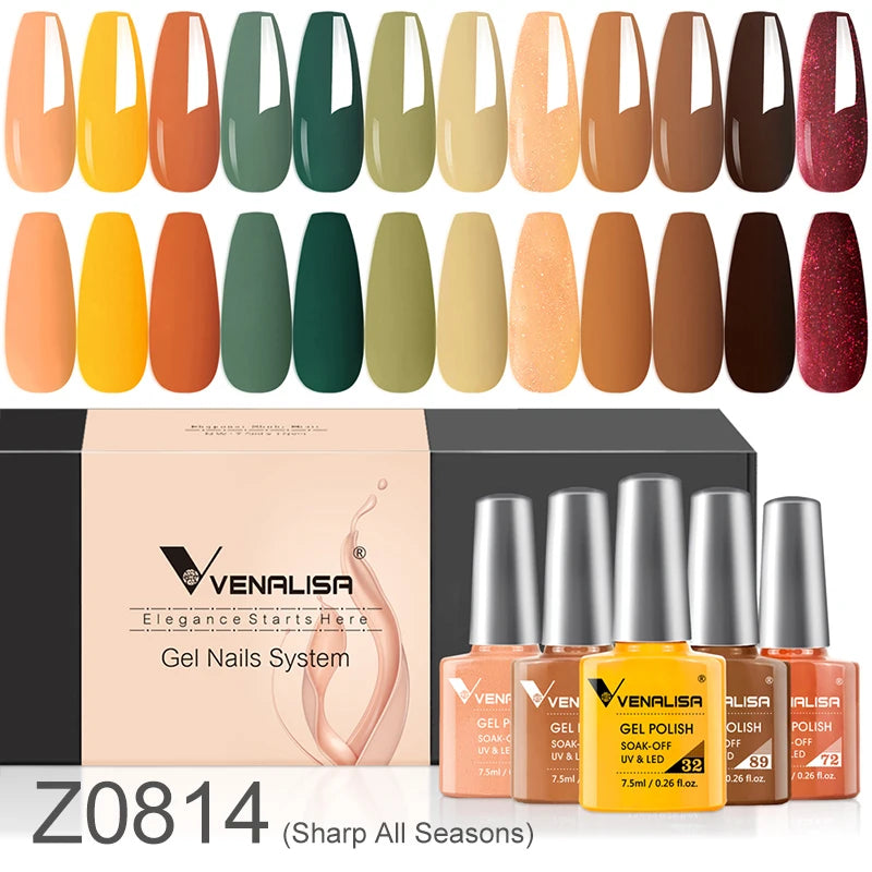 Venalisa TPO Free Earth Brown Autumn Color Collection Nail Gel Polish Soak Off UV LED Gel Varnish Gorgeous Gel Nail Manicure