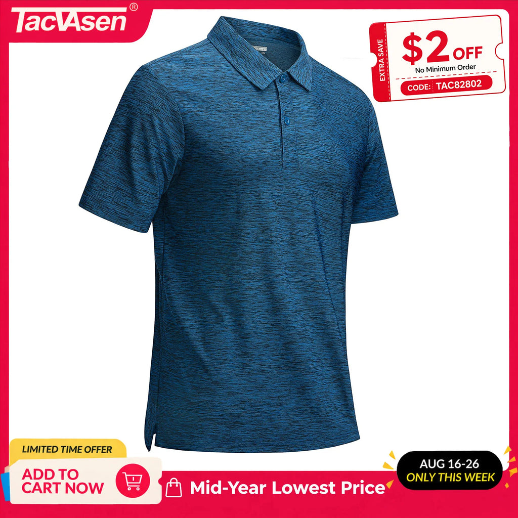 TACVASEN Mens Summer Casual Polo Lightweight Dry Fit Golf Shirts Moisture Wicking Sports Polo Shirt Workout Tees Work Shirts