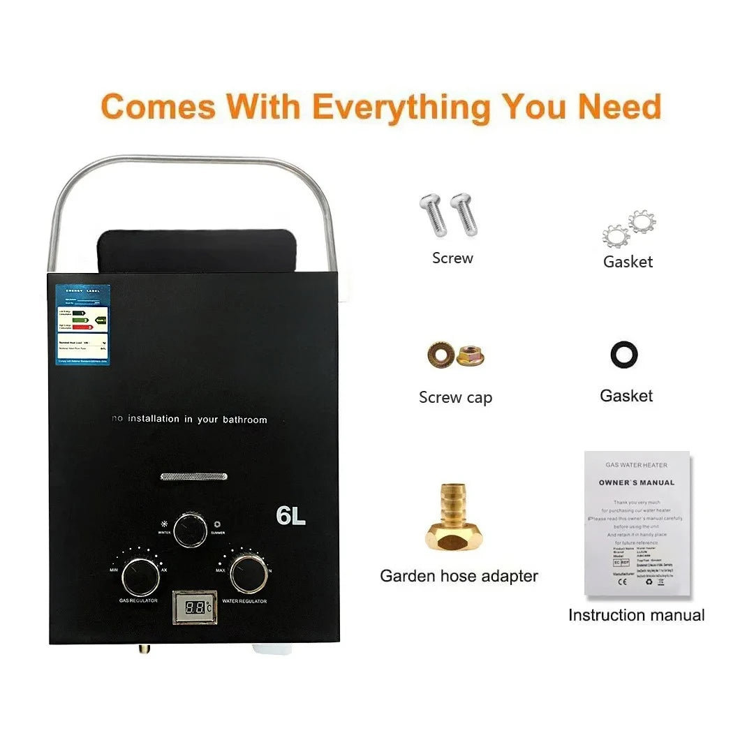 Portable Instant Gas Water Heater Handheld Hot Water Device for RV Outdoor Camping