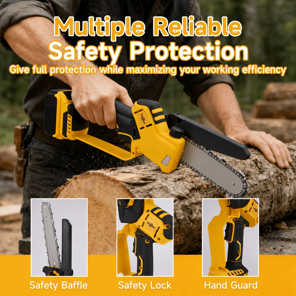 8-inch brushless mini chainsaw, high-speed cordless power saw, compatible with  20V batteries, portable handheld saw