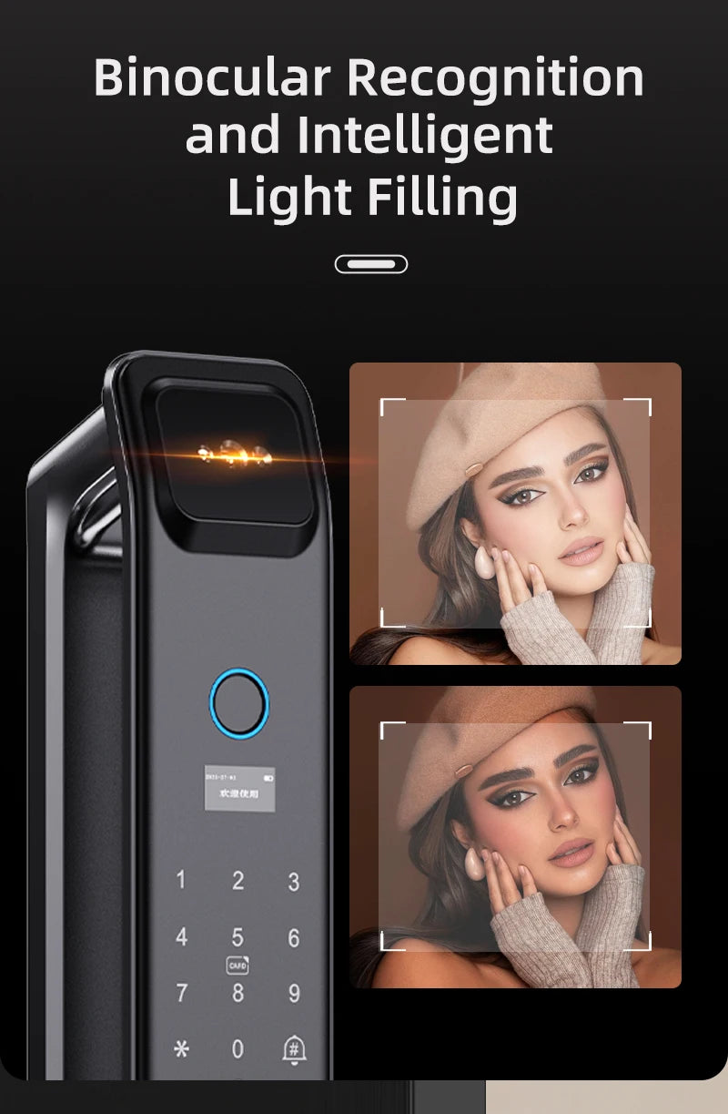 EGFirtor Password Door Lock Face Recognition Fingerprint Lock with Camera Biometric Smart Digit Lock
