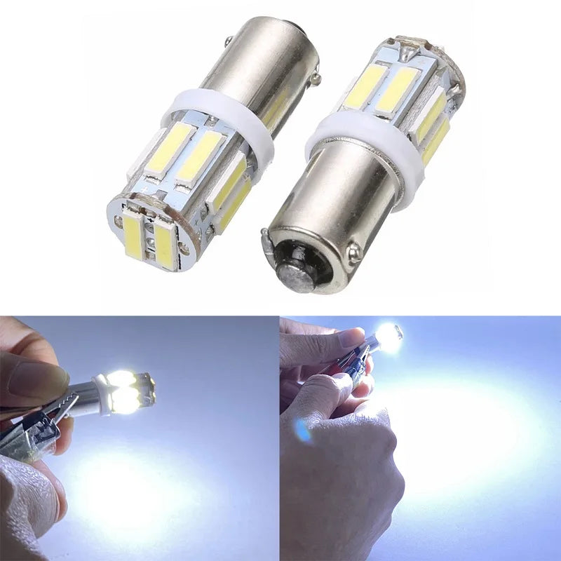 2pcs BA9S T4W LED Car light bulb Wedge 10SMD 7070 Chip Led interior Car LED Parking DRL License Plate light White 12V