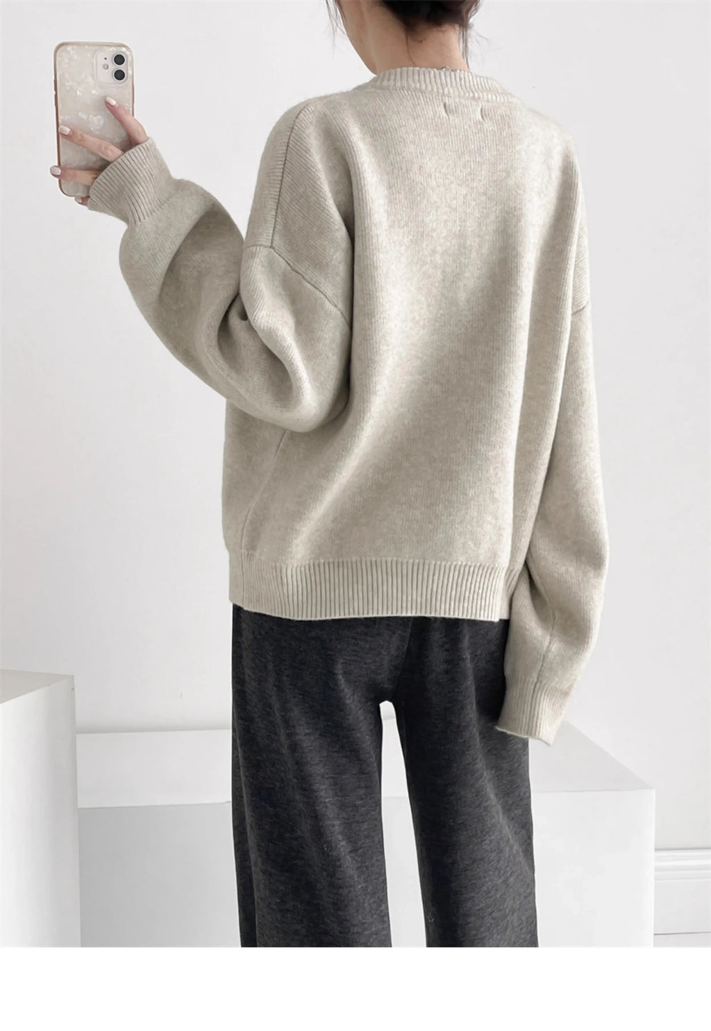 AOSSVIAO Women Cardigans Sweater O-neck Autumn Winter Knitted Loose Cardigans Solid Single Breasted Womens Sweaters