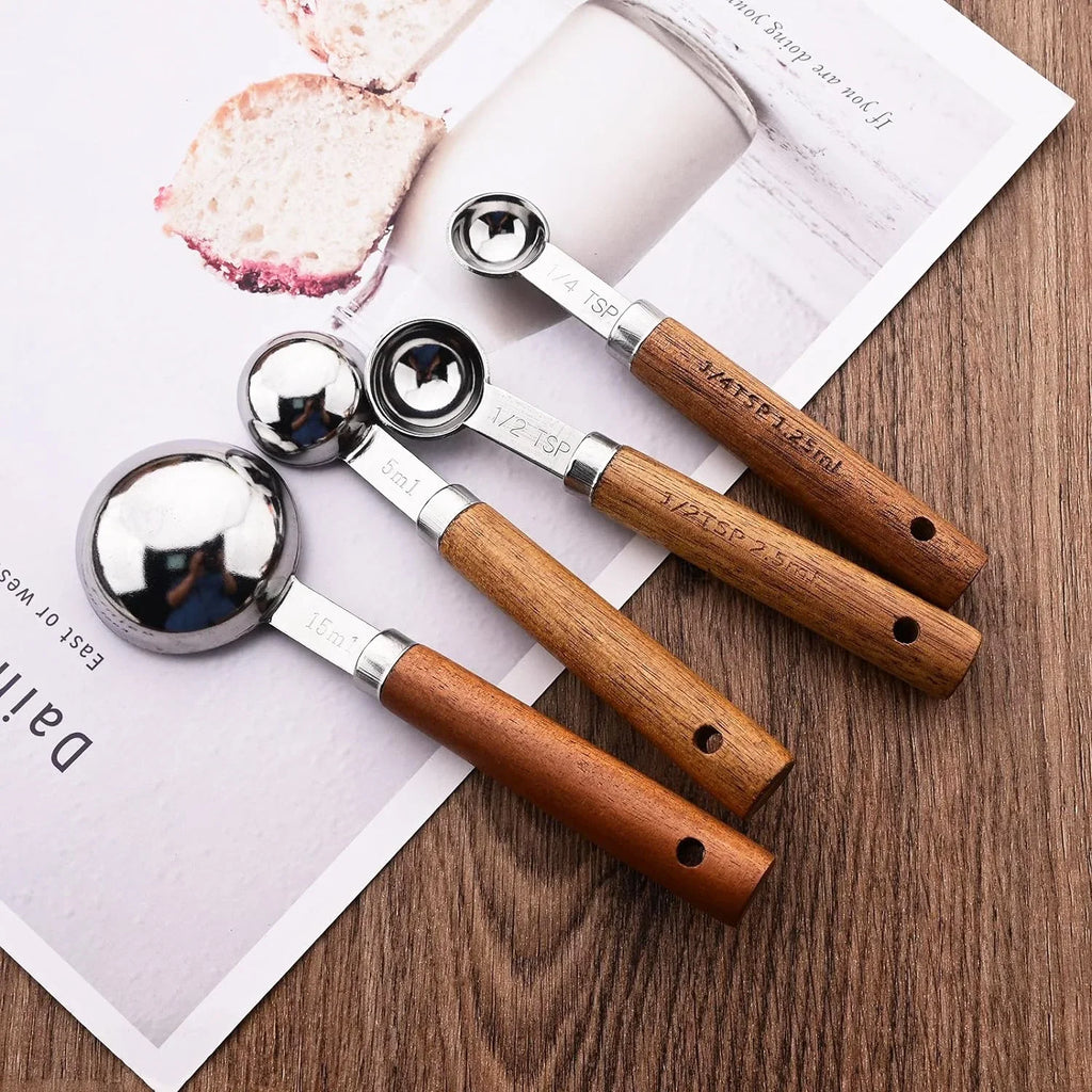 8Pcs Measuring Spoon Set Stainless Steel Multifunctional Cookware Portable Heavy Duty Kitchen Gadgets Baking Seasoning Spoon