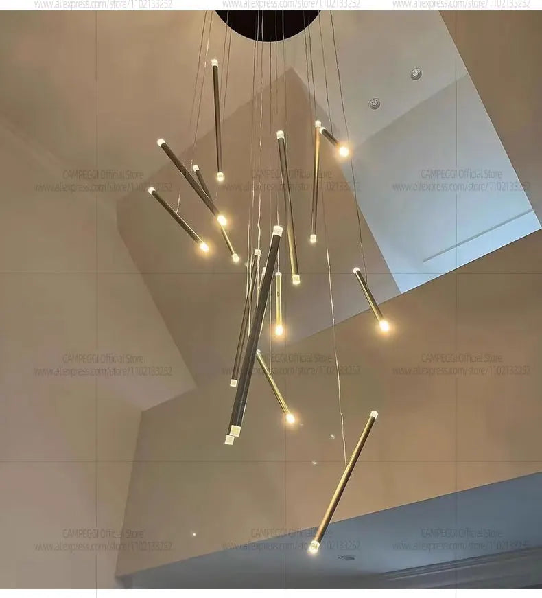 Modern Chandelier Luster Lights For Stair Hall Dining Living Room Duplex Building Indoor Lighting Fixture Staircase Chandelier