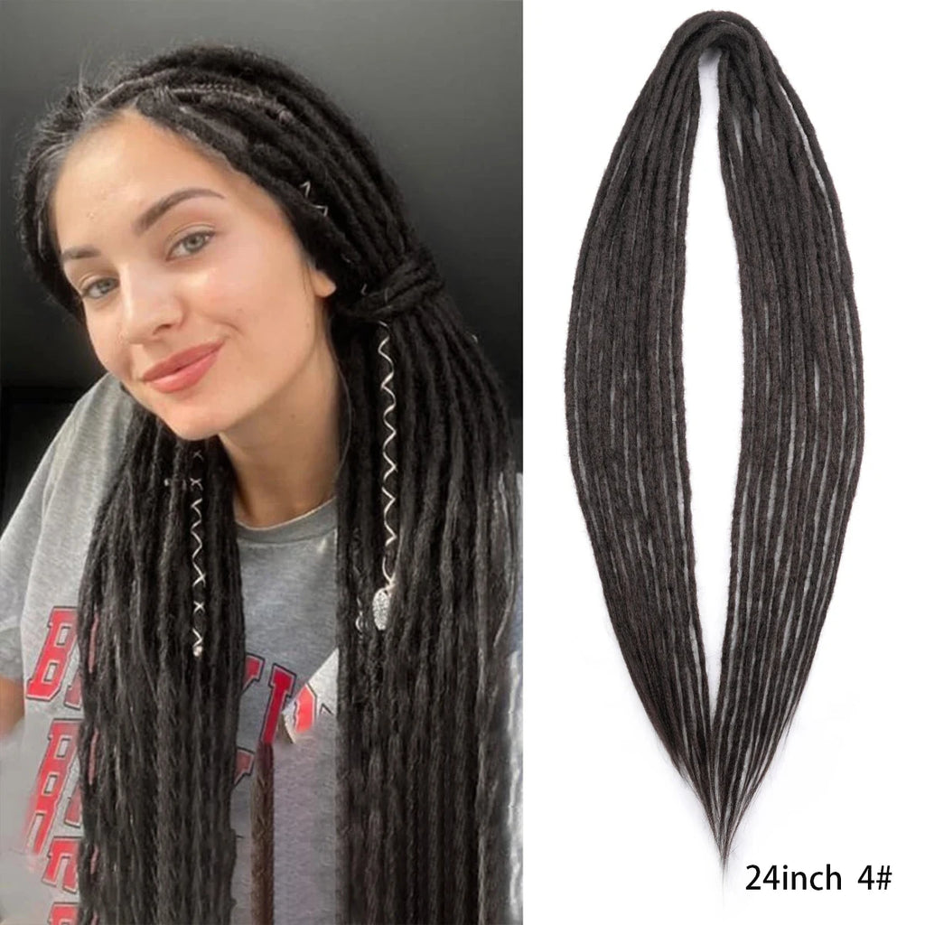 Dreadlock Extensions Handmade Crochet Hair Synthetic 24 36 Inches Dread Extension Crochet Braids For Women Dreadlocks Hair