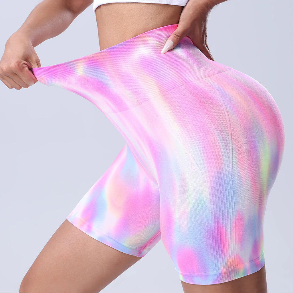 Seamless Aurora High Waist Sport Shorts Comfortable Hip Lift Workout Pants for Women Fitness Running Cycling Yoga Leggings