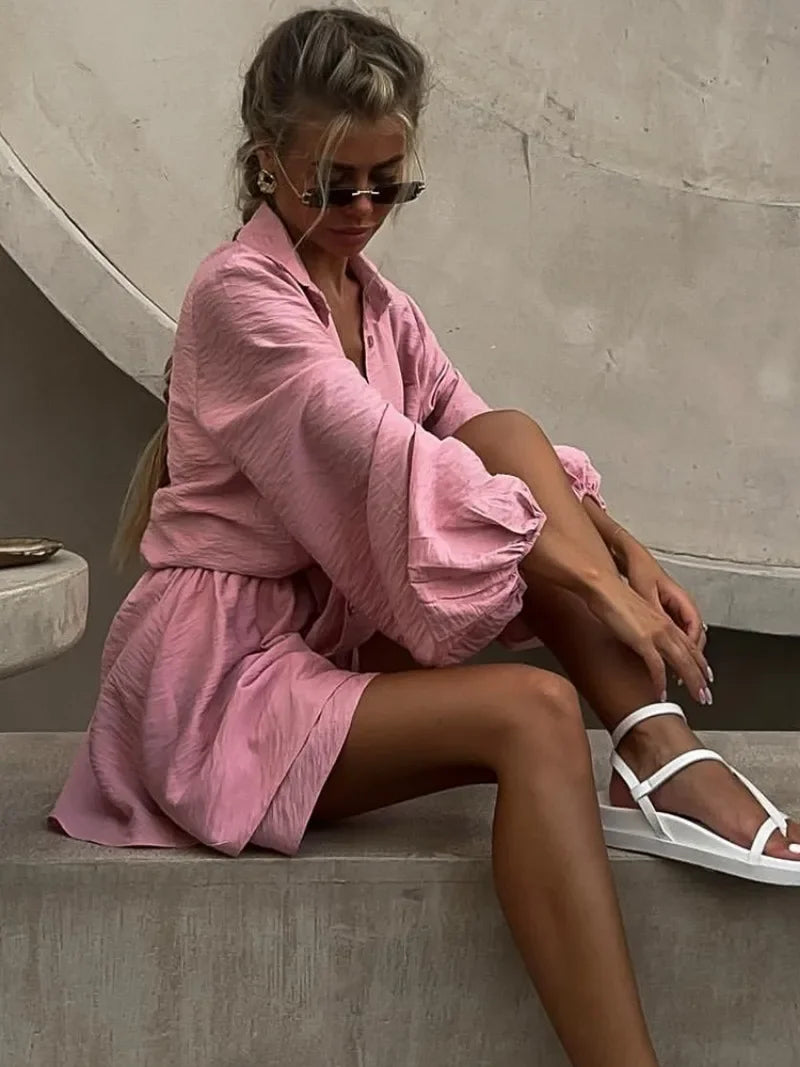 Casual Loose Short Sets For Women 2 Piece Sets Womens Outfits Spa Holiday Baggy Fashion Shorts Suits Woman Summer