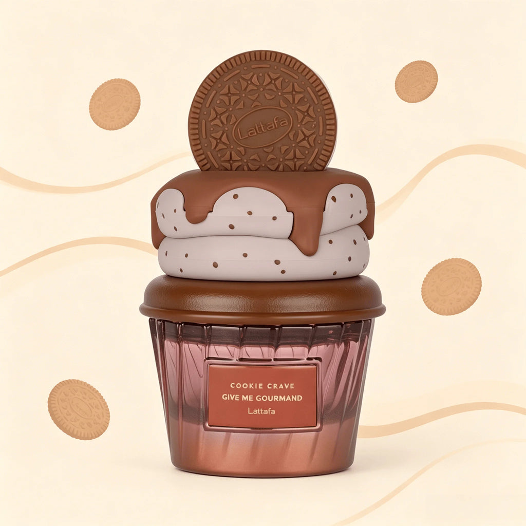 Yara Lattafa Cookie Crave Give Me Gourmand Eau De Parfum Long Lasting Sweet Cookie Cream Gourmand Fragrance Women Perfume Cute Cupcake Cookie Cap Bottle Dessert Scent Holiday Gift for Ladies