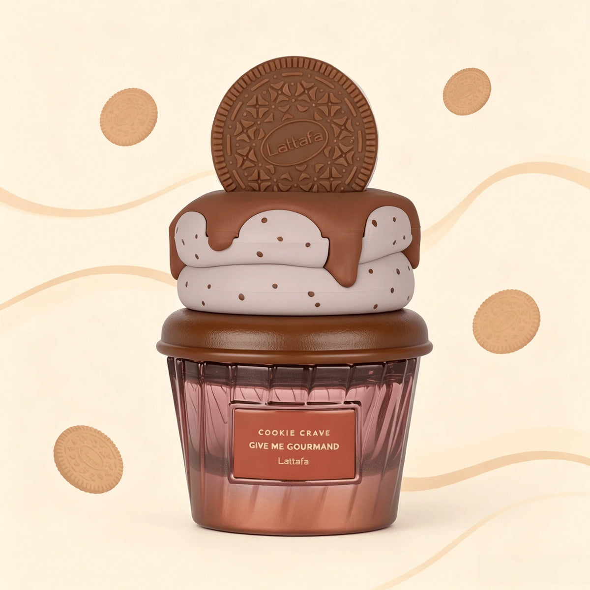 Yara Lattafa Cookie Crave Give Me Gourmand Eau De Parfum Long Lasting Sweet Cookie Cream Gourmand Fragrance Women Perfume Cute Cupcake Cookie Cap Bottle Dessert Scent Holiday Gift for Ladies