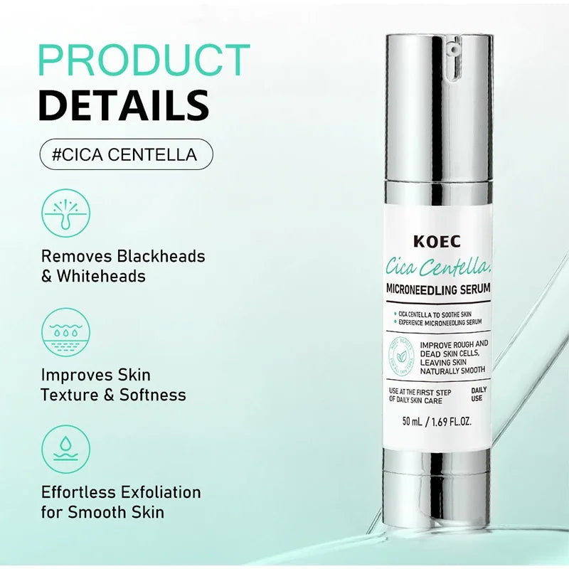 Soothing Microneedle Serum, Centella Asiatica & Propolis For Skin Barrier, Pore Care Exfoliating Korean Glass Skin Essence 50g