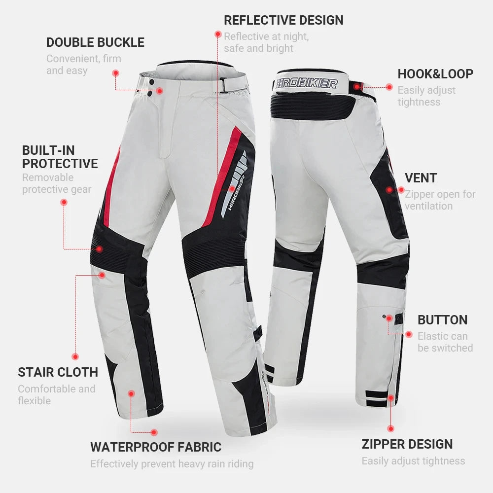 Men Motorcycle Jacket Waterproof Four Season Motorbike Overcoat Pants Reflective Riding Jackets Windproof Suits Removable Lining