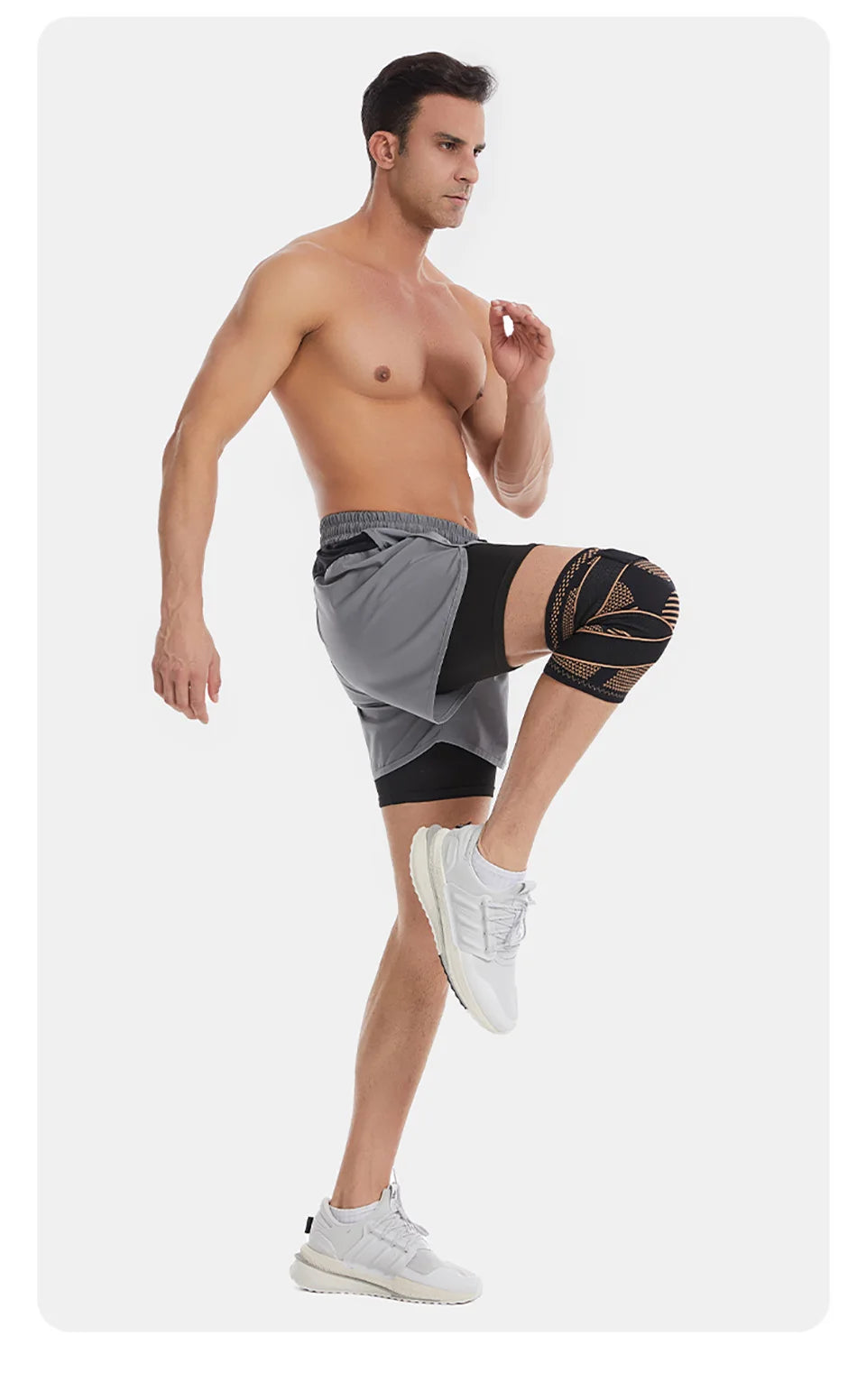 1Pcs Knee Support Knitted Nylon Copper Ion X-type Stable Patella Compression With Straps Ligament Strain  Knee Pads Men Women