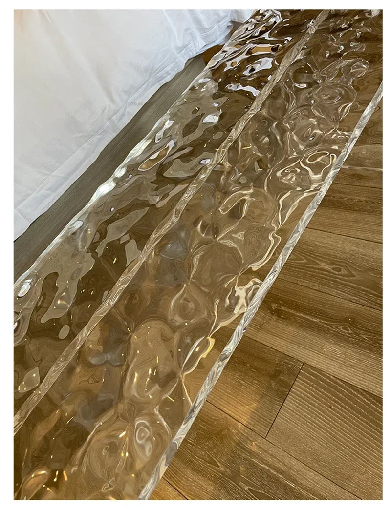 Nordic Acrylic Shoe Changing Stools Transparent Bench Water Ripple Bed End Stool for Bedroom Light Luxury Living Room Furniture