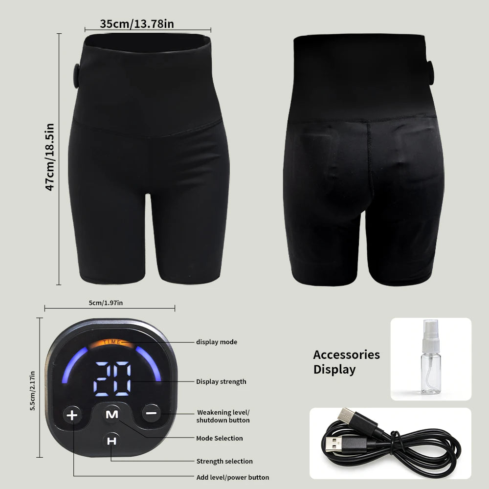 EMS Toning Shorts 6 Modes 30 Levels Yoga Pants Butt Lifter Pelvic Floor Trainer for Slimming Thighs & Hips Massage Body Shaping