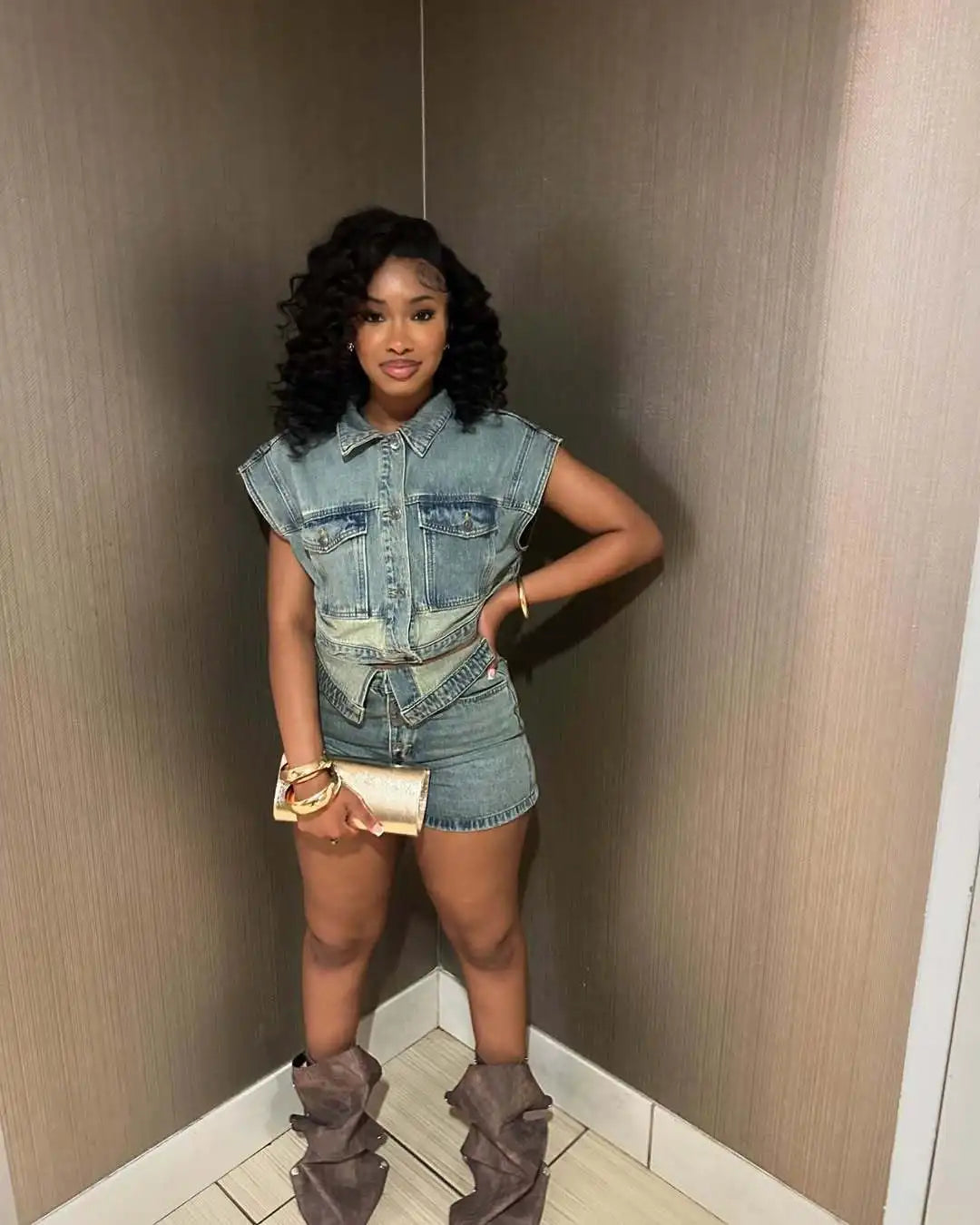 Shorts Sets Women Denim 2 Piece Suit Top Jeans Ensemble Summer 2025 Single Breasted Turn Down Collar Short Pants Vintage Outfits