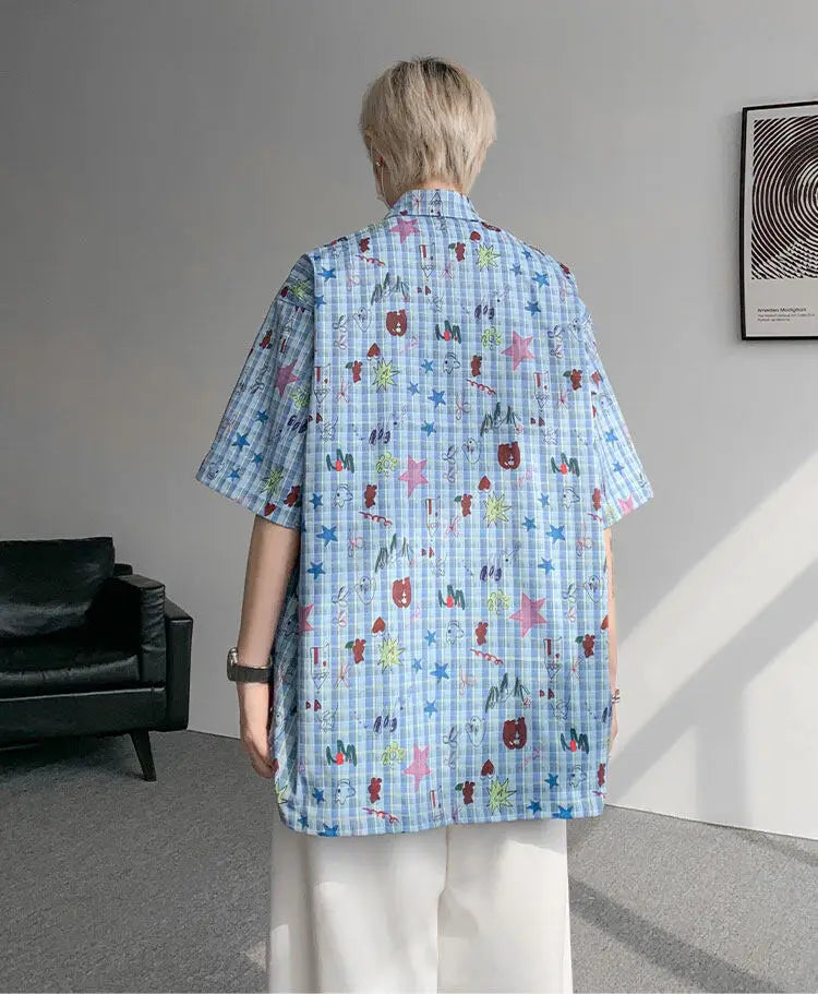 LEGIBLE Spring Summer Solid Shirts Men Casual Oversized Three Quarter Shirts Male Loose Fit Shirt for Man