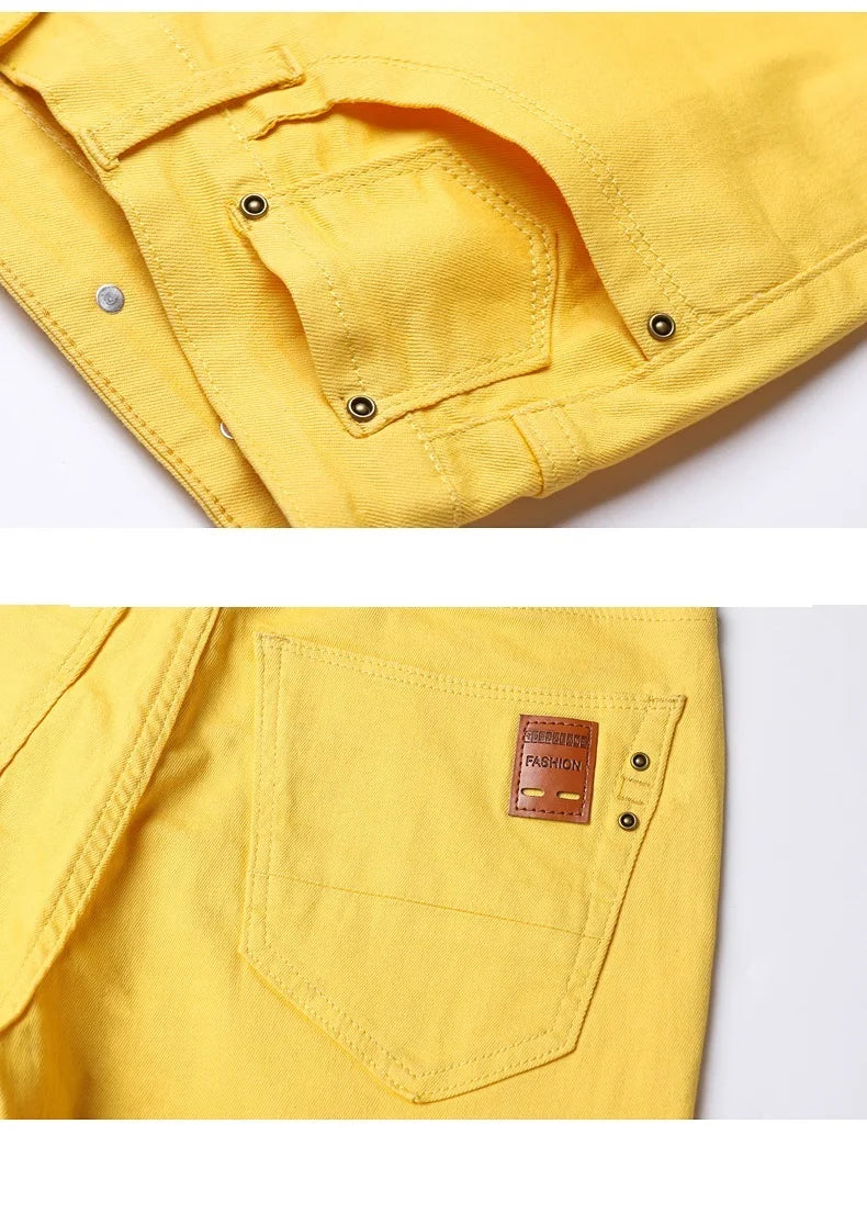 Men's Classic Denim Pants 2022 New Fashion Casual Straight Stretch Slim Fit Jeans High Quality Cotton Colorful Brand Pants