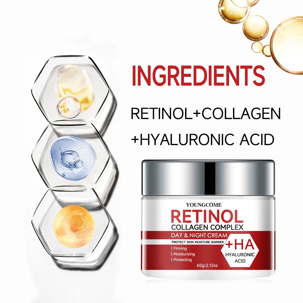 Collagen, Retinol & Hyaluronic Acid Cream - Anti-Aging Face Moisturizer for Face, Firming Skin Care Neck, Daily Moisturizer Face