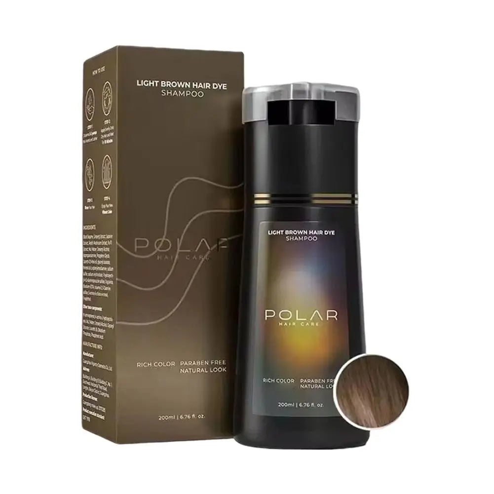 POLAR Semi Permanent Hair Dye Shampoo 200ml Gray Hair Coverage Black Brown Purple Natural Nourish Long Lasting for Women Men