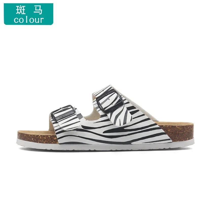 Slippers Women Buckle Flat Bottom Cork Slippers Man Summer Unisex Beach Button Outdoor Casual Sandals Designer Ladies Shoes