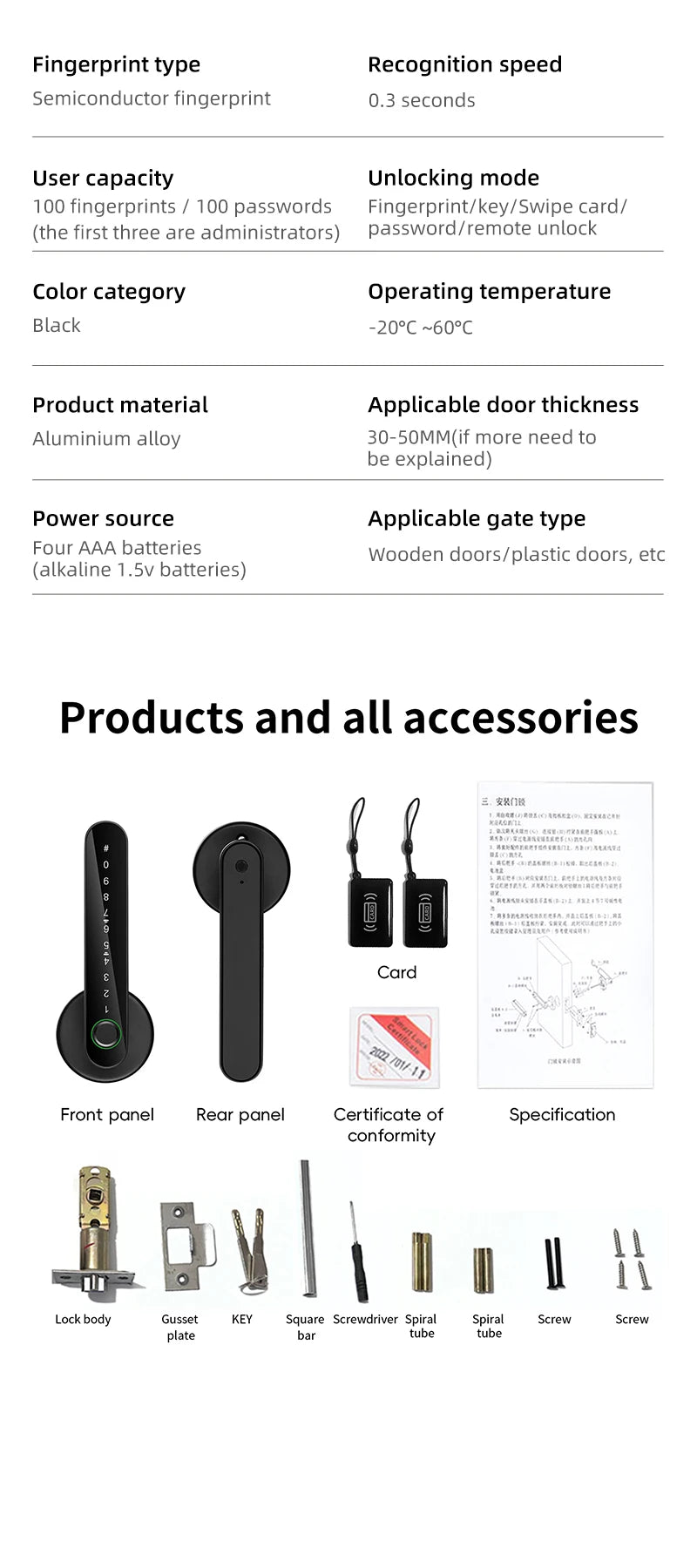 KERUI Tuya Smart Life Fingerprint Door Lock Bluetooth Electronic Lock 5-in-1 Fingerprint Password APP  Key for Home Apartment