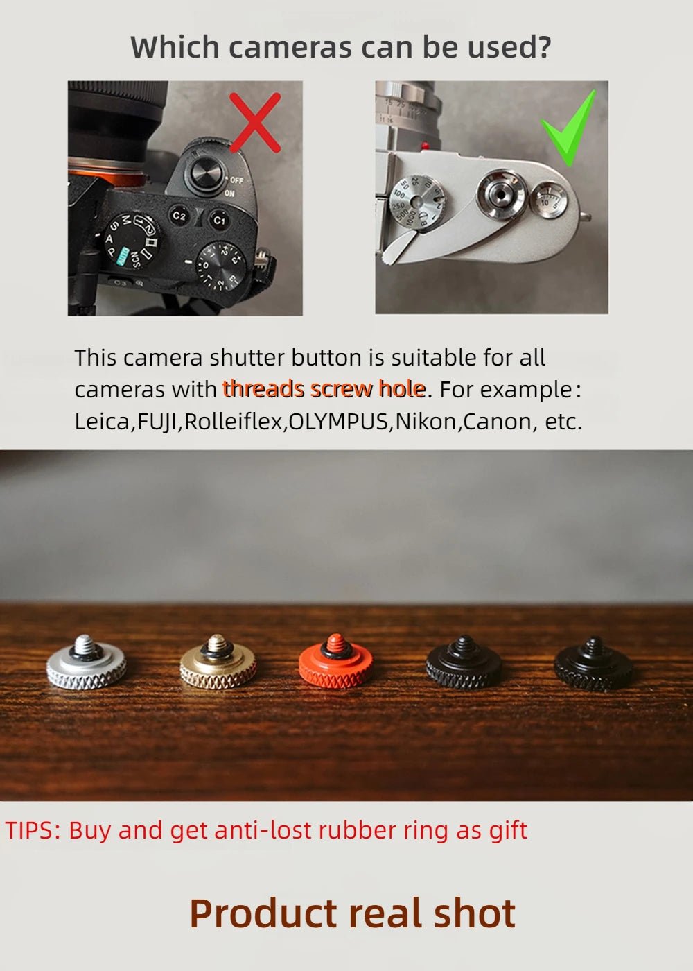 Metal Camera Shutter Release Button for Fuji XT5 XT50 XT30II XM5 XE5 X100VI X100V XT30 XT4 Leica M9 Olympus Nikon ZF Accessories