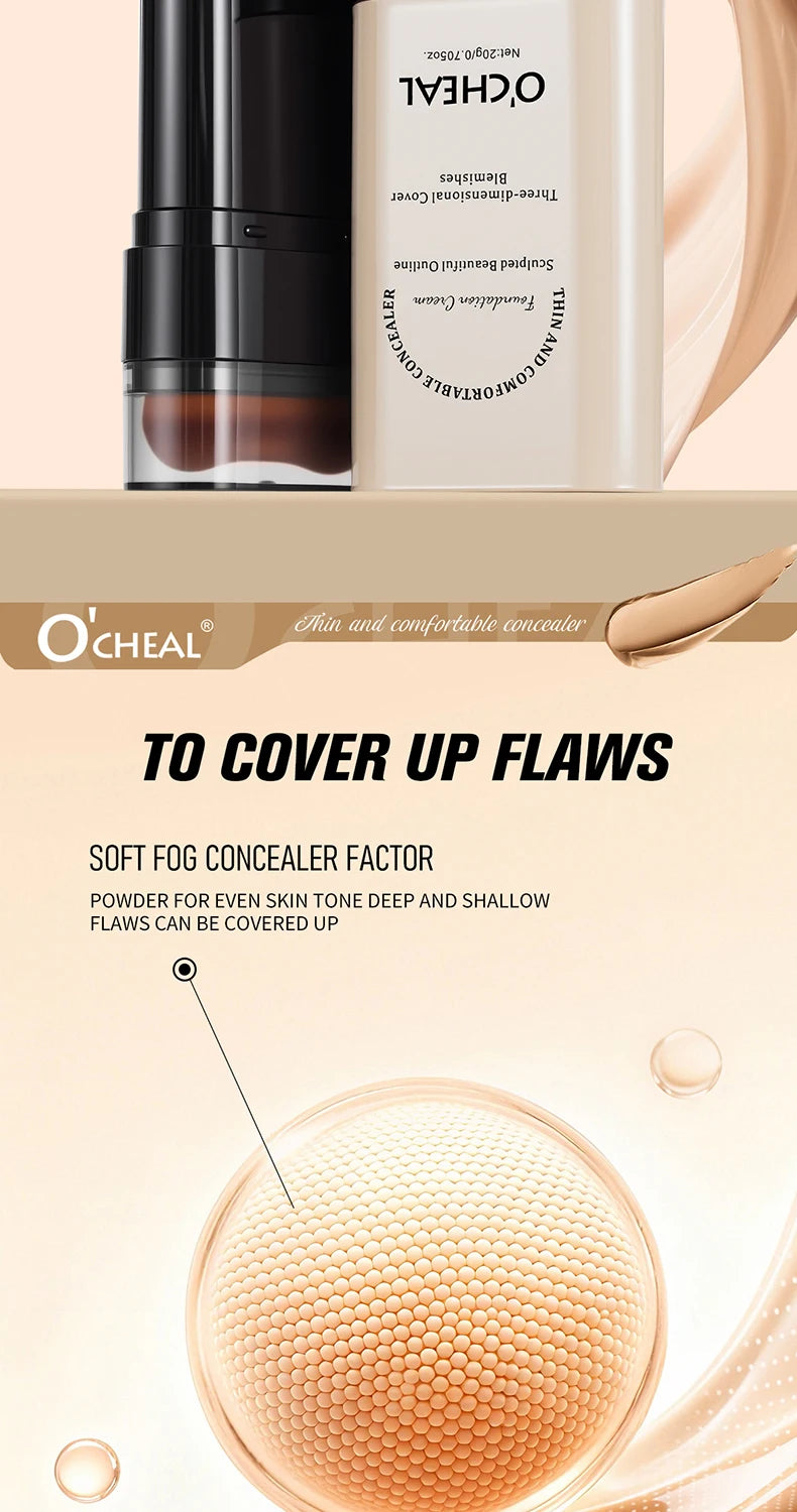Double-Headed Foundation Make-Up Stick, Waterproof, Set Makeup, conceal, Moisturize, Control Oil, Brighten, No Makeup Transfer