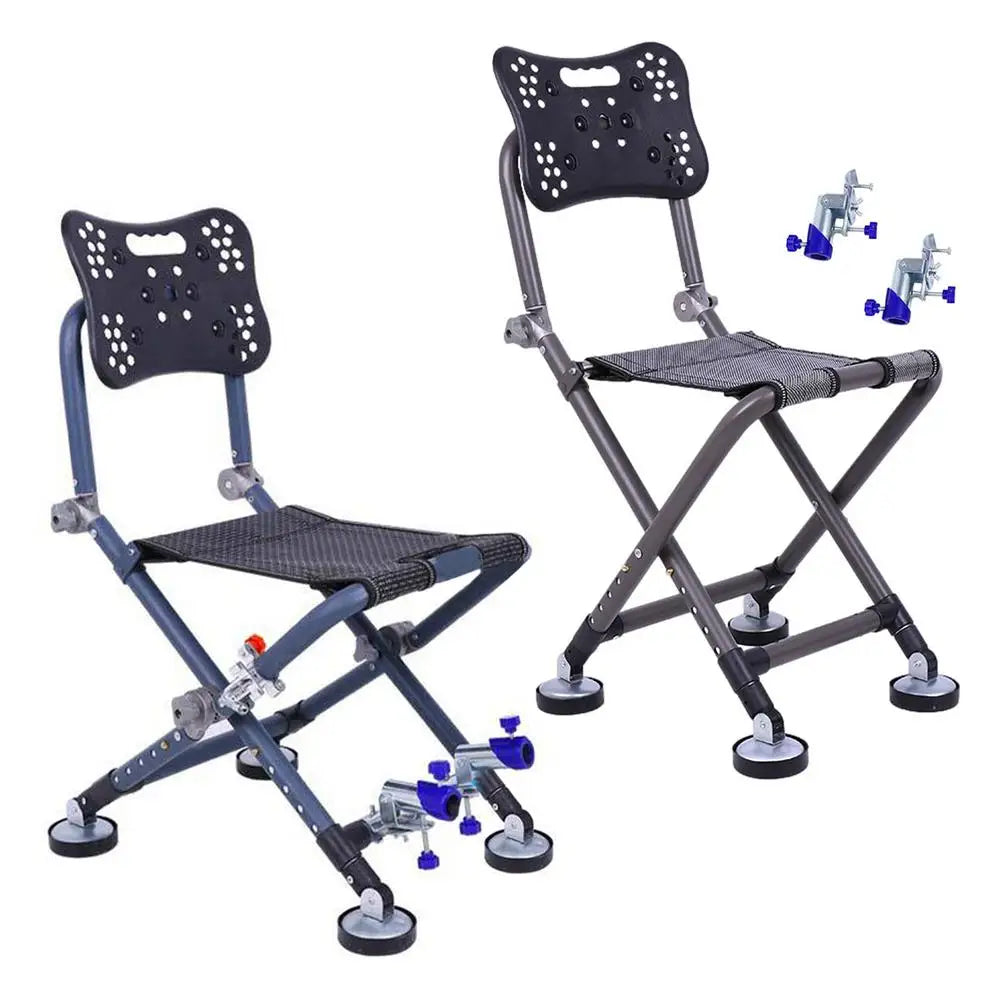 Portable Fishing Chair Folding Fish Chair 180 Degree Adjustable Backrest Four-leg Recliner Aluminum Alloy Camping Chair Stool